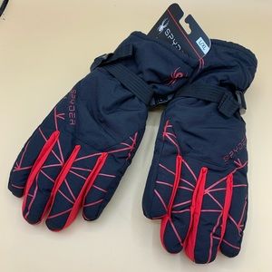 New Spyder Men’s Black Logo Insulated Ski Winter Snow Gloves Size S/M
